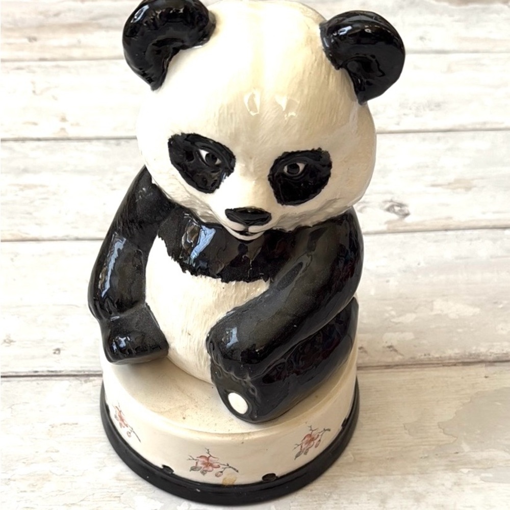 Ceramic Panda Figurine Statue Black and White 9.5 in Tall